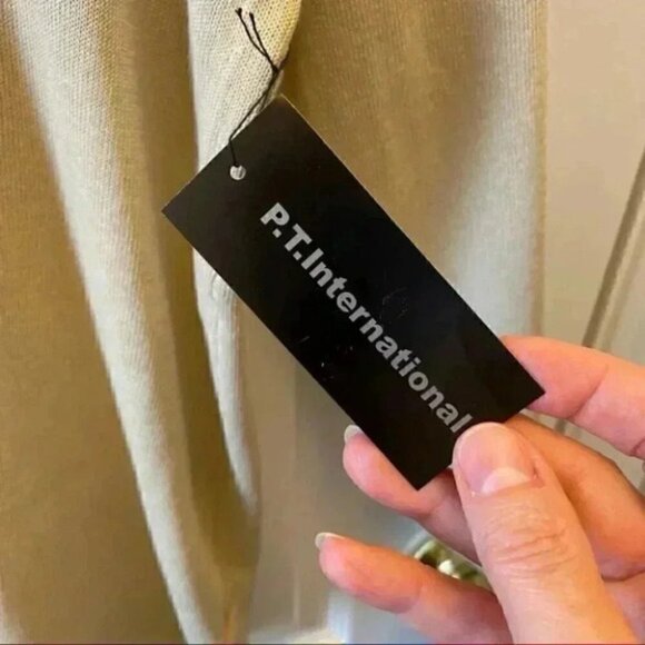 PT nternational Linen Sweater V Neck Pullover Lightweight Beige Size Large NWT - Picture 9 of 15